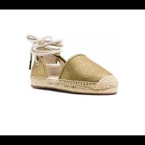 MICHAEL KORS MARGIE CLOSED TOW METALLIC FABRIC FLATS SZ 6.5/36.5